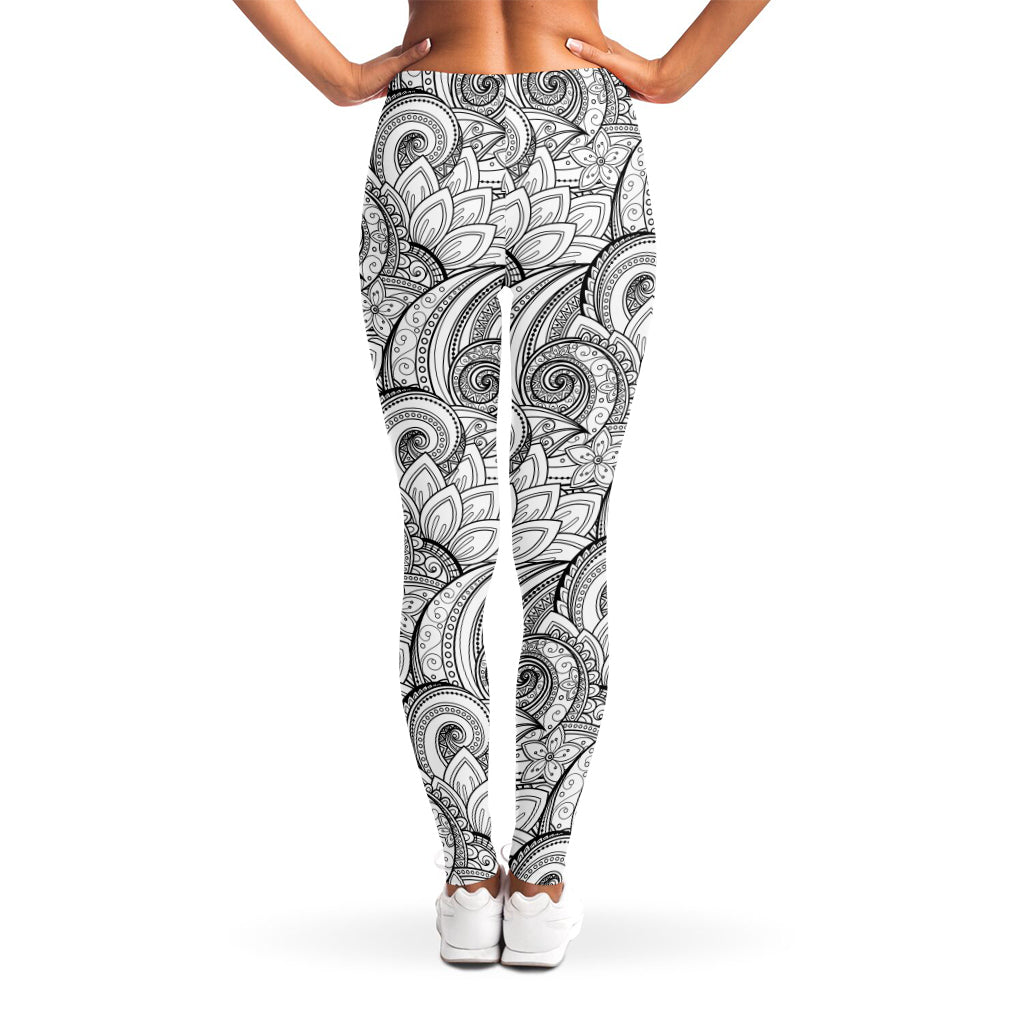 Zentangle Flower Pattern Print Women's Leggings