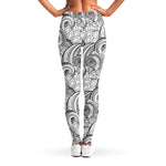 Zentangle Flower Pattern Print Women's Leggings