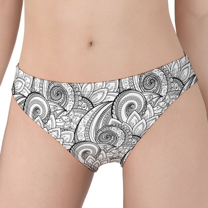 Zentangle Flower Pattern Print Women's Panties