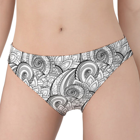 Zentangle Flower Pattern Print Women's Panties