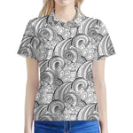 Zentangle Flower Pattern Print Women's Polo Shirt