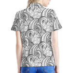 Zentangle Flower Pattern Print Women's Polo Shirt