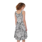 Zentangle Flower Pattern Print Women's Sleeveless Dress