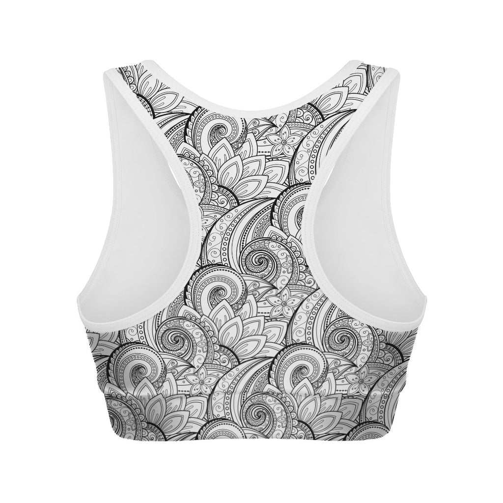 Zentangle Flower Pattern Print Women's Sports Bra