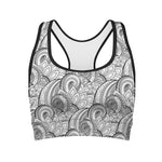 Zentangle Flower Pattern Print Women's Sports Bra