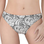 Zentangle Flower Pattern Print Women's Thong