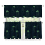 Zentangle Jellyfish Pattern Print 3 Piece Kitchen Curtains