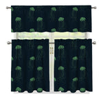 Zentangle Jellyfish Pattern Print 3 Piece Kitchen Curtains