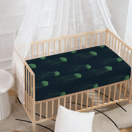 Zentangle Jellyfish Pattern Print Baby Crib Sheet