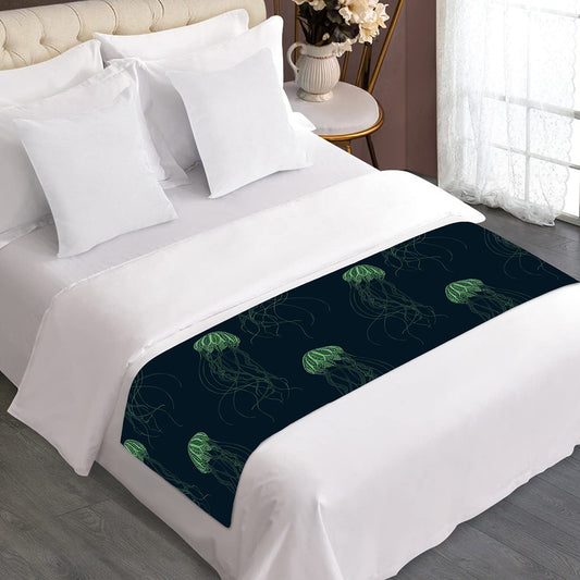 Zentangle Jellyfish Pattern Print Bed Runner