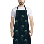 Zentangle Jellyfish Pattern Print Bib Apron With Pocket