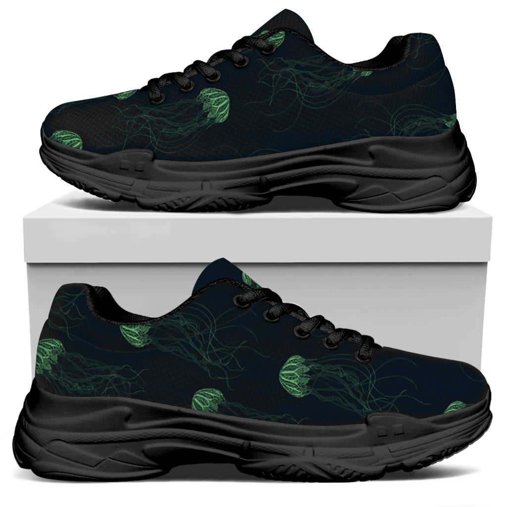 Zentangle Jellyfish Pattern Print Black Chunky Shoes