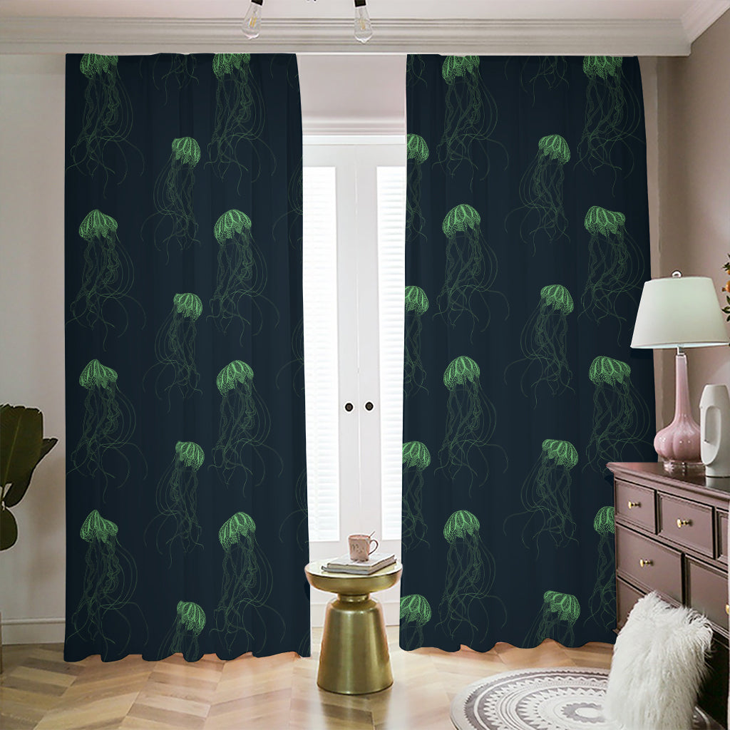 Zentangle Jellyfish Pattern Print Blackout Pencil Pleat Curtains