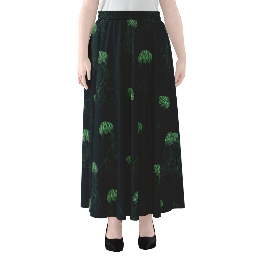 Zentangle Jellyfish Pattern Print Chiffon Maxi Skirt
