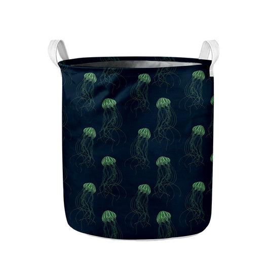 Zentangle Jellyfish Pattern Print Collapsible Laundry Basket