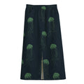Zentangle Jellyfish Pattern Print Cotton Front Slit Maxi Skirt