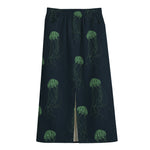 Zentangle Jellyfish Pattern Print Cotton Front Slit Maxi Skirt