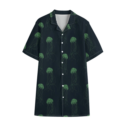 Zentangle Jellyfish Pattern Print Cotton Hawaiian Shirt
