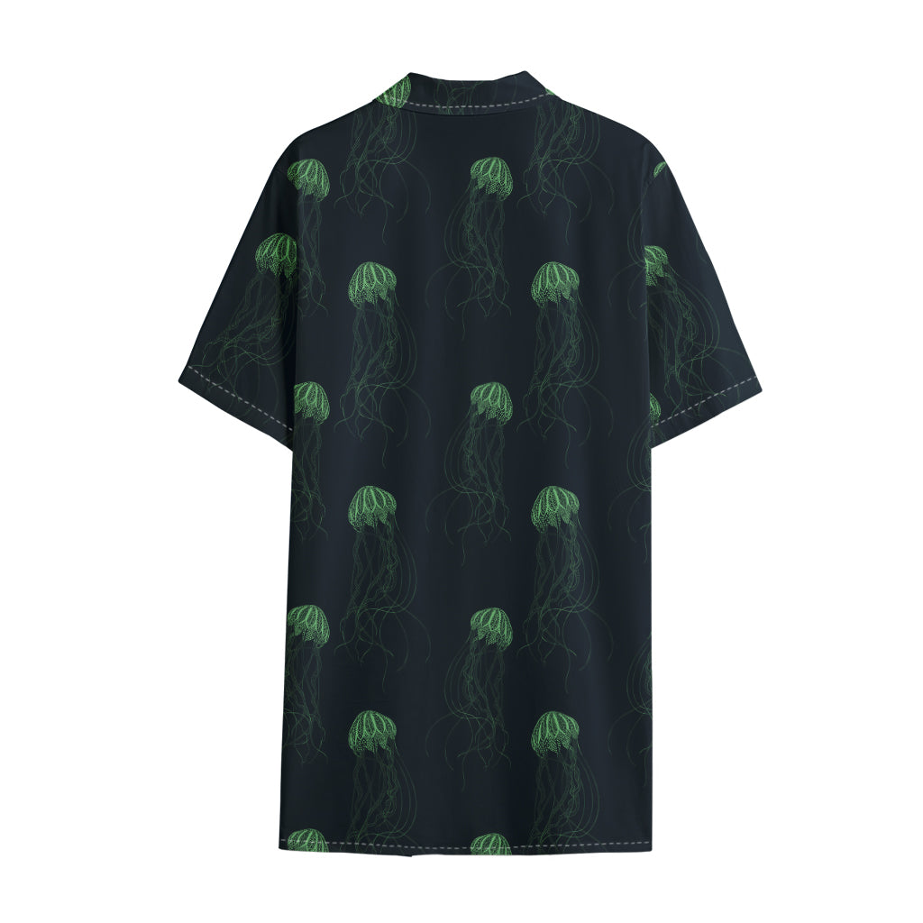 Zentangle Jellyfish Pattern Print Cotton Hawaiian Shirt