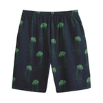 Zentangle Jellyfish Pattern Print Cotton Shorts