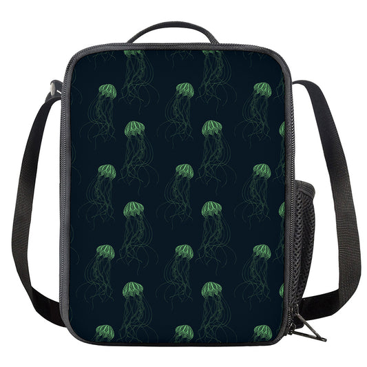 Zentangle Jellyfish Pattern Print Crossbody Lunch Bag