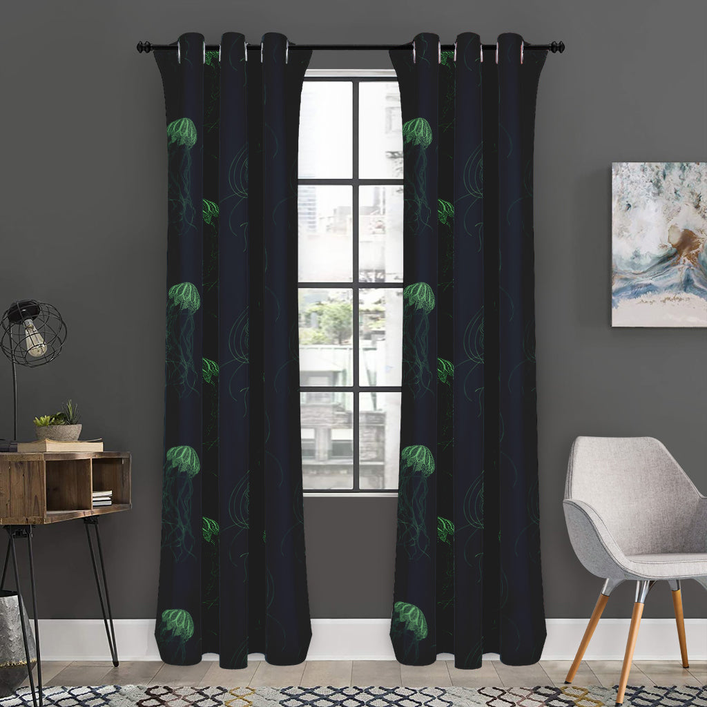Zentangle Jellyfish Pattern Print Curtain