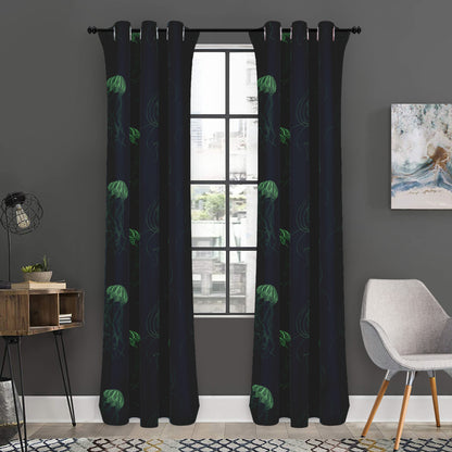 Zentangle Jellyfish Pattern Print Curtain