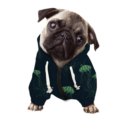 Zentangle Jellyfish Pattern Print Dog Zip Up Hoodie