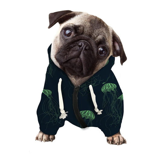 Zentangle Jellyfish Pattern Print Dog Zip Up Hoodie