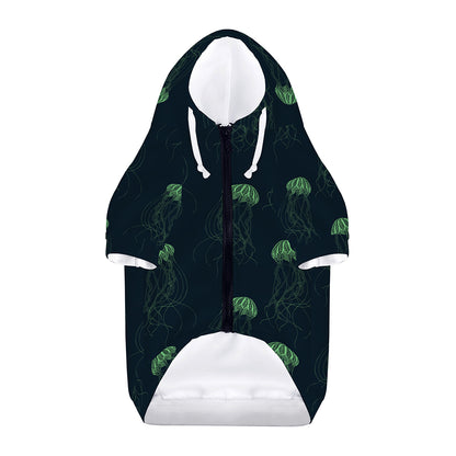 Zentangle Jellyfish Pattern Print Dog Zip Up Hoodie