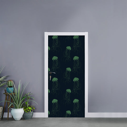 Zentangle Jellyfish Pattern Print Door Sticker