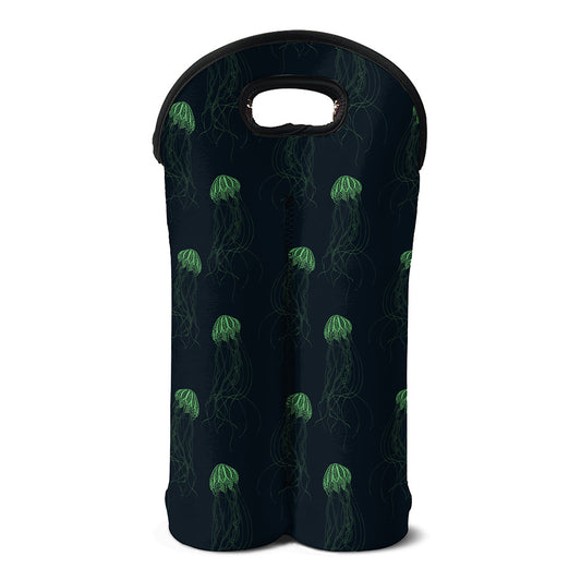 Zentangle Jellyfish Pattern Print Double Neoprene Wine Tote