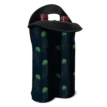 Zentangle Jellyfish Pattern Print Double Neoprene Wine Tote