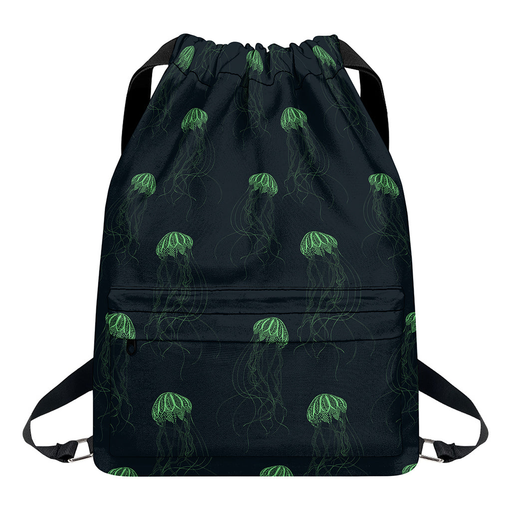 Zentangle Jellyfish Pattern Print Drawstring Backpack