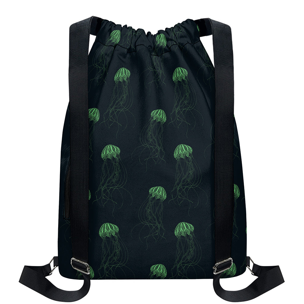 Zentangle Jellyfish Pattern Print Drawstring Backpack
