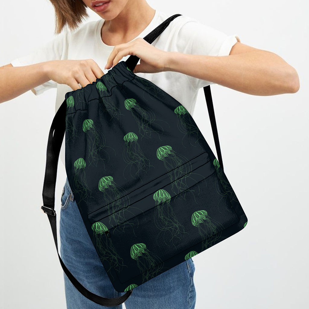 Zentangle Jellyfish Pattern Print Drawstring Backpack