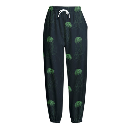 Zentangle Jellyfish Pattern Print Fleece Lined Knit Pants