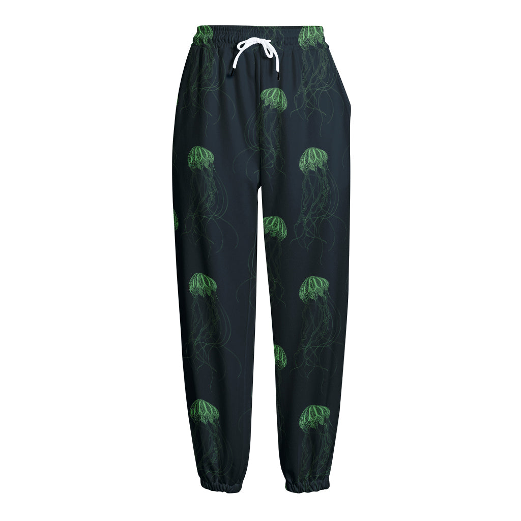 Zentangle Jellyfish Pattern Print Fleece Lined Knit Pants