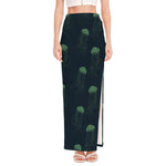 Zentangle Jellyfish Pattern Print High Slit Maxi Skirt