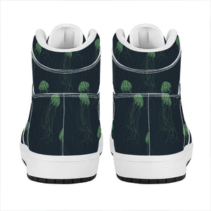 Zentangle Jellyfish Pattern Print High Top Leather Sneakers