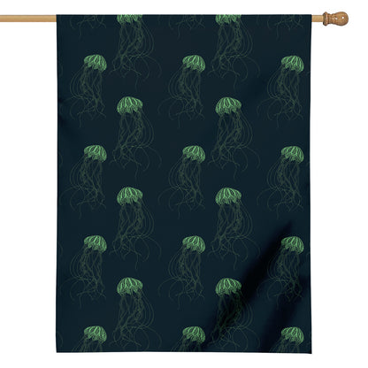 Zentangle Jellyfish Pattern Print House Flag