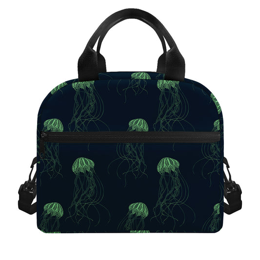 Zentangle Jellyfish Pattern Print Insulated Lunch Bag