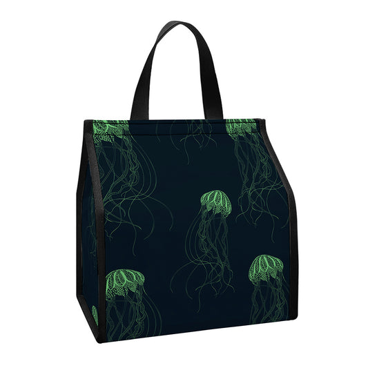 Zentangle Jellyfish Pattern Print Insulated Lunch Tote
