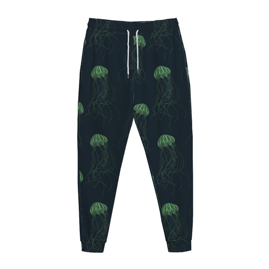 Zentangle Jellyfish Pattern Print Jogger Pants