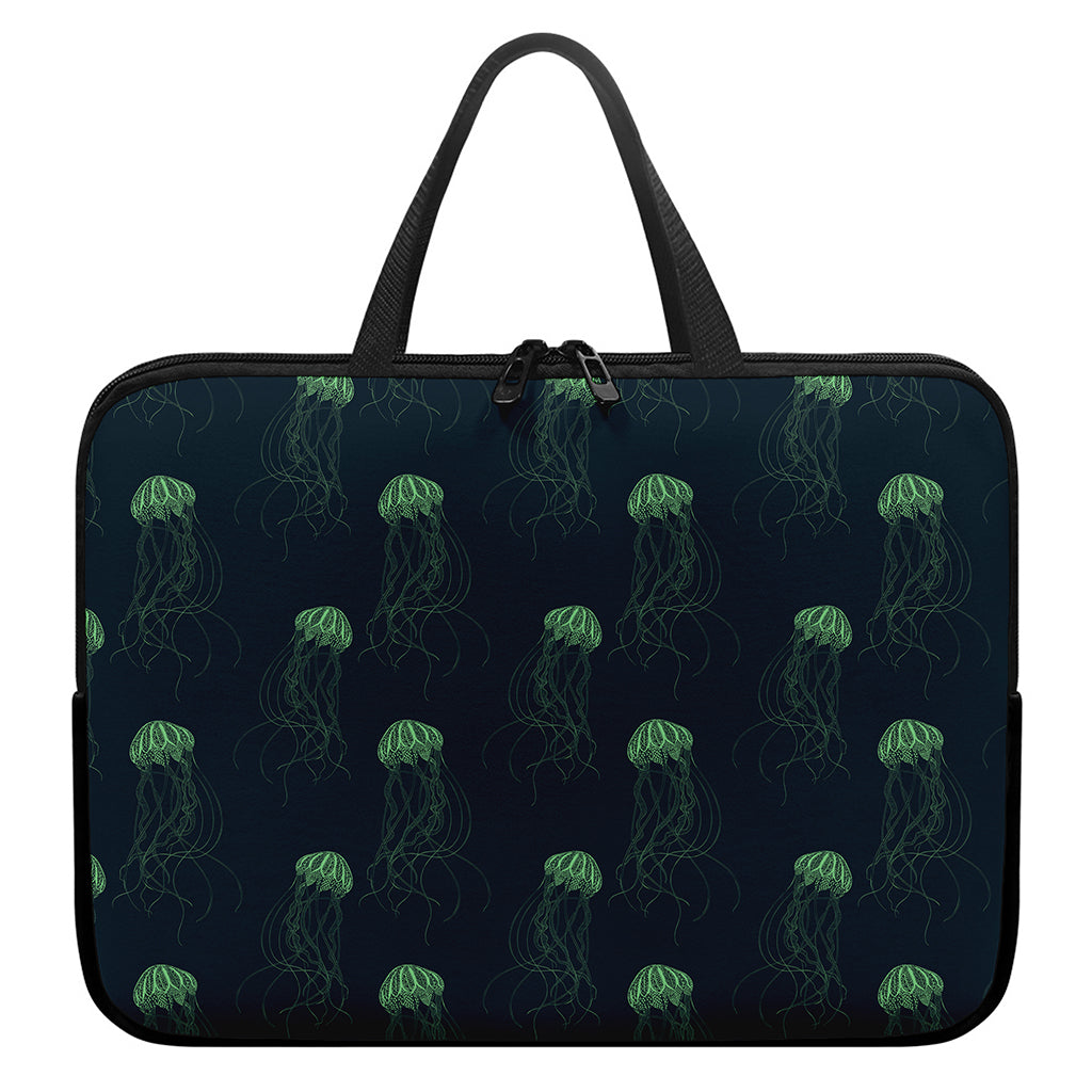 Zentangle Jellyfish Pattern Print Laptop Sleeve With Handle
