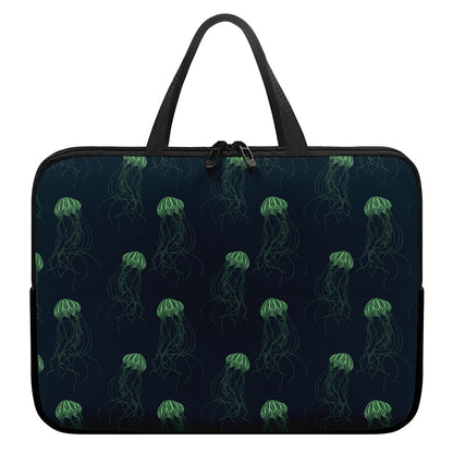 Zentangle Jellyfish Pattern Print Laptop Sleeve With Handle