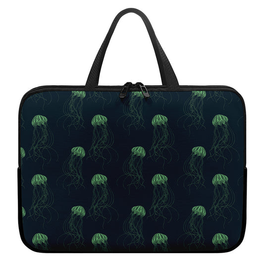 Zentangle Jellyfish Pattern Print Laptop Sleeve With Handle