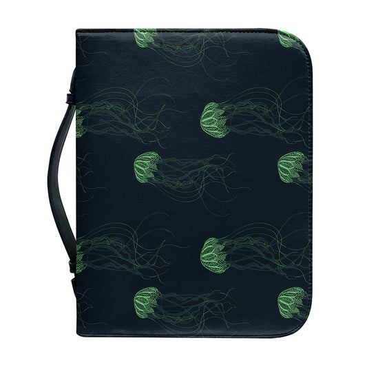 Zentangle Jellyfish Pattern Print Leather Bible Cover