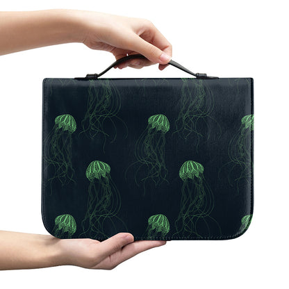 Zentangle Jellyfish Pattern Print Leather Bible Cover