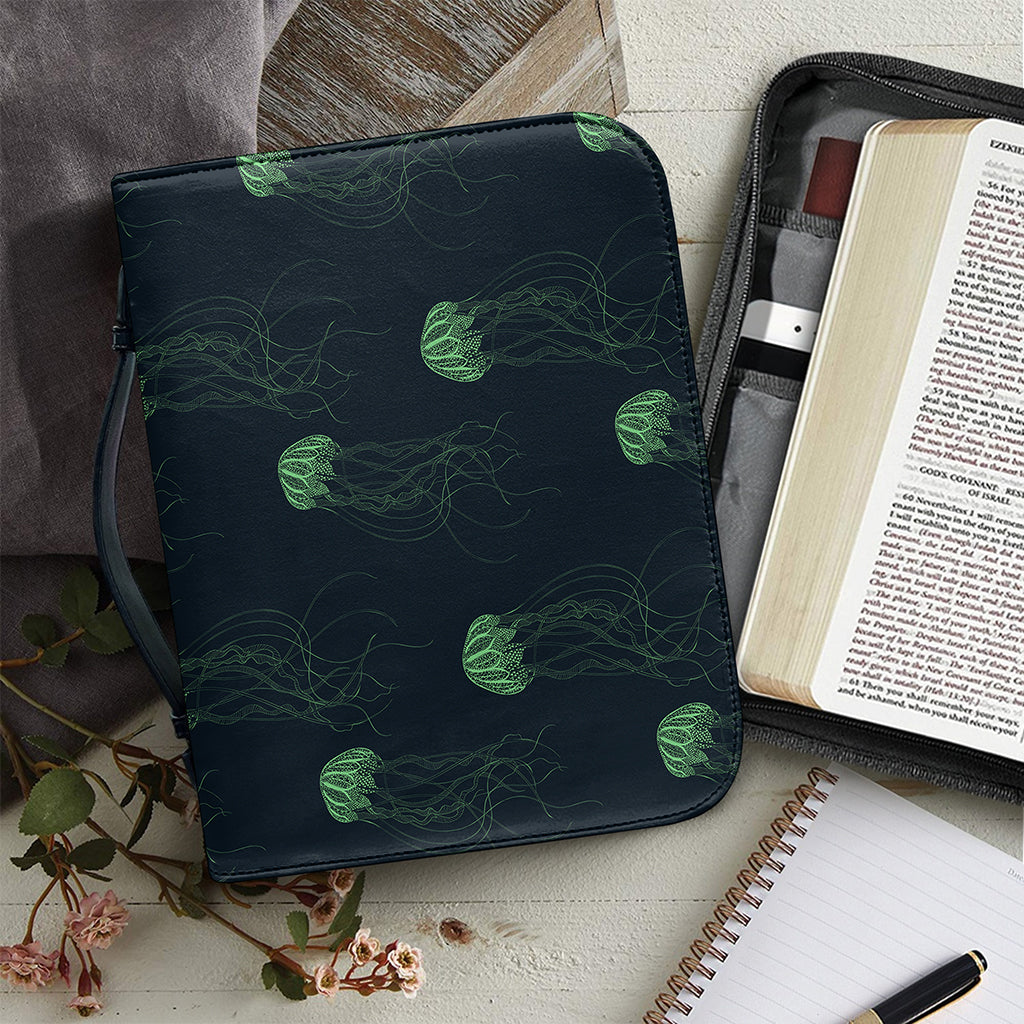 Zentangle Jellyfish Pattern Print Leather Bible Cover
